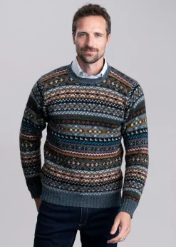 Fashion Aith Crew Neck - Teal Fairisle Knitwear