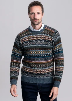Fashion Aith Crew Neck - Teal Fairisle Knitwear