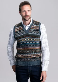 Fashion Aith Slipover - Teal Fairisle Knitwear