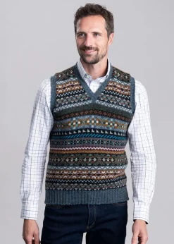 Fashion Aith Slipover - Teal Fairisle Knitwear