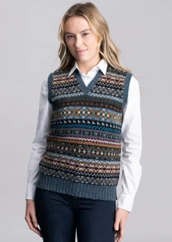 Outlet Aith Slipover - Teal Fairisle Women Knitwear
