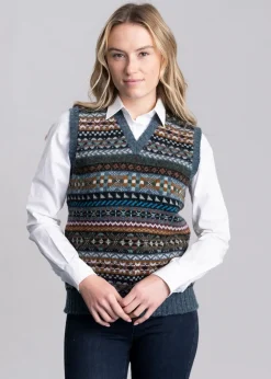 Outlet Aith Slipover - Teal Fairisle Women Knitwear