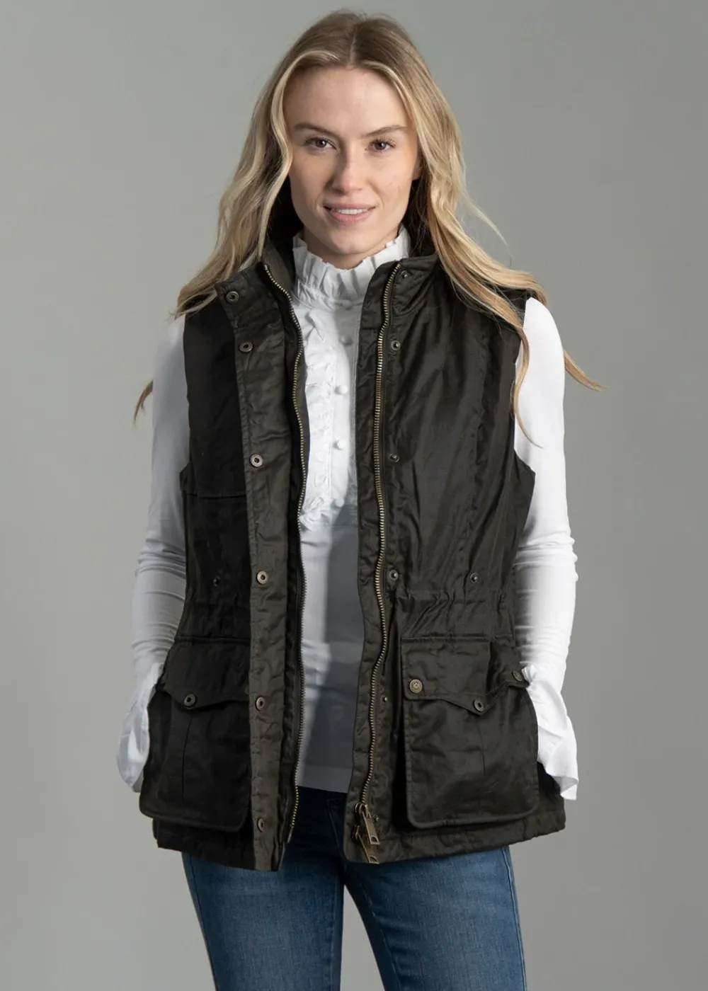Best Alma Wax Gilet - Dark Olive Women Gilets