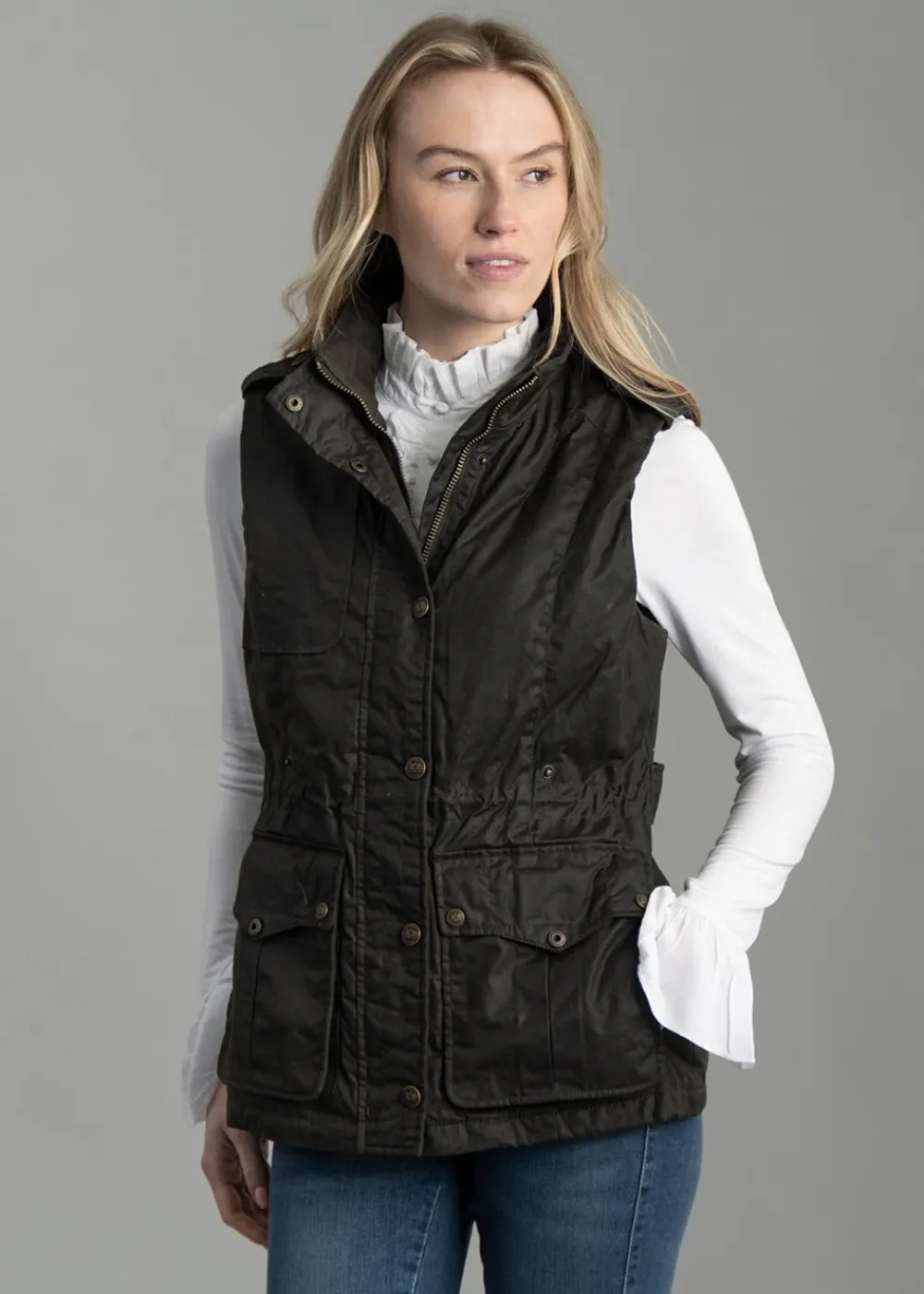 Best Alma Wax Gilet - Dark Olive Women Gilets