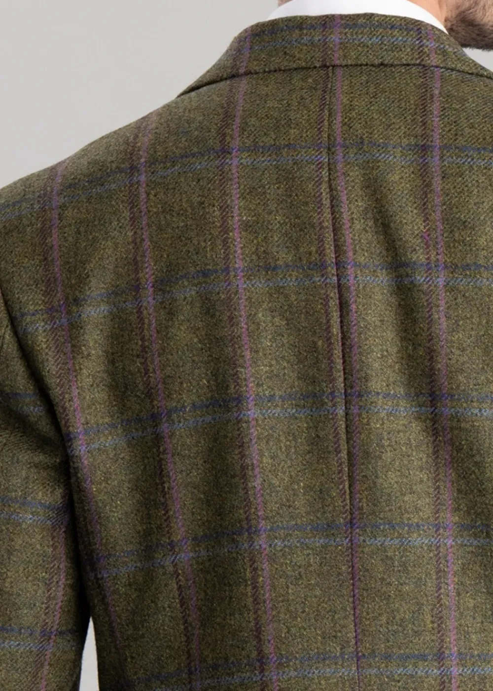 Discount Alnmouth Tweed Jacket - Moss Green with Navy and Burgundy Check Tweed & Tailored Jackets