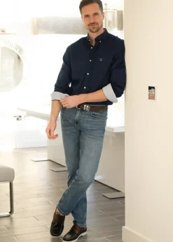 Outlet Arley Jeans - Mid Blue Worn In Trousers & Jeans