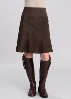 New Babette Suede Skirt - Brown Women Skirts