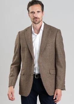 Clearance Bamburgh Tweed Jacket - Shepherds Check in Wine, Olive and Brown Tweed & Tailored Jackets