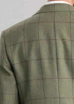 Discount Belsay Tweed Jacket - Lovat with Mid Blue and Burgundy Check Tweed & Tailored Jackets