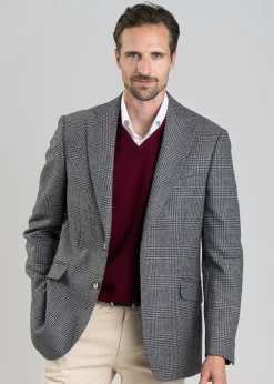 Fashion Berwick Tweed Jacket - Grey Check with Burgundy Tweed & Tailored Jackets