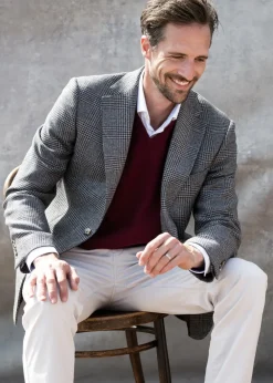 Fashion Berwick Tweed Jacket - Grey Check with Burgundy Tweed & Tailored Jackets