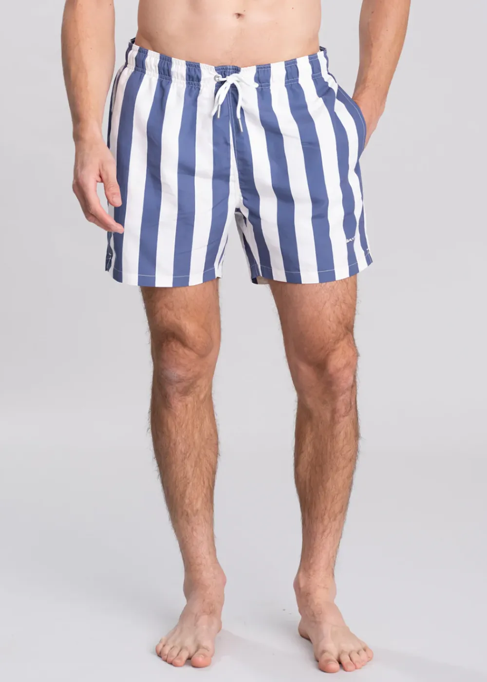 Hot Block Print Stripe Swim Shorts - Dusty Navy Shorts