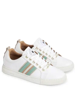 Clearance Boston Trainer - White Leather with Mint and Stone Shoes|Trainers