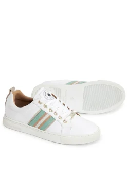 Clearance Boston Trainer - White Leather with Mint and Stone Shoes|Trainers