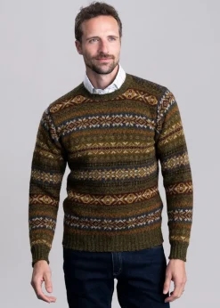 Online Braewick Crew Neck - Loden Fairisle Knitwear