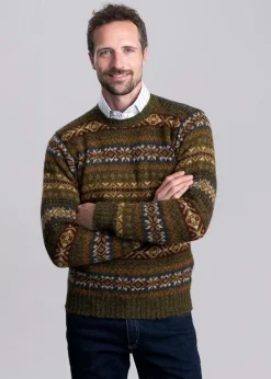 Online Braewick Crew Neck - Loden Fairisle Knitwear