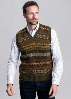 Fashion Braewick Slipover - Loden Fairisle Knitwear