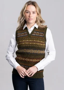 Clearance Braewick Slipover - Loden Fairisle Women Knitwear