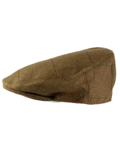 Best Branxton Tweed Cap - Almond Brown Herringbone with Green and Red Overch Hats & Caps|Tweed Flat Caps