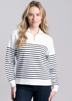Best Breton Rib Half Zip Sweatshirt - Women Sweatshirts