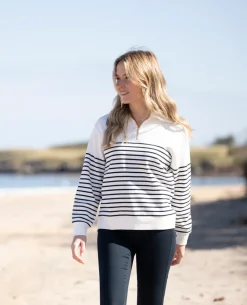 Best Breton Rib Half Zip Sweatshirt - Women Sweatshirts