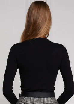 Clearance Buttoned Knit Crew Neck - Women Knitwear