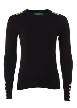 Clearance Buttoned Knit Crew Neck - Women Knitwear