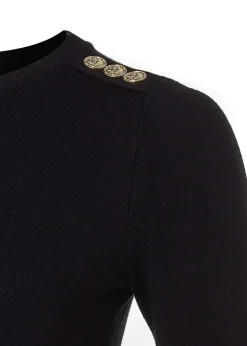 Clearance Buttoned Knit Crew Neck - Women Knitwear