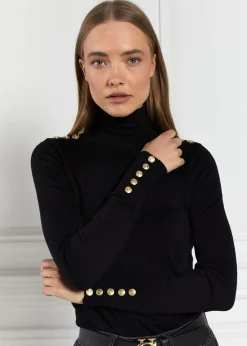 New Buttoned Knit Roll Neck - Women Knitwear