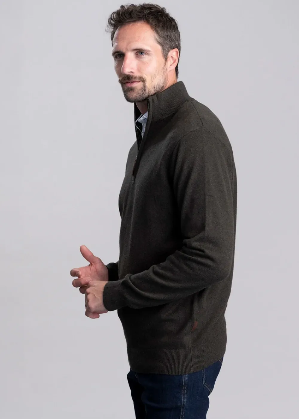 Best Calton Cotton Cashmere 1/4 Zip Jumper - Knitwear