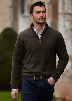 Best Calton Cotton Cashmere 1/4 Zip Jumper - Knitwear