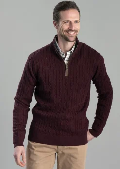 Hot Calton Cotton Cashmere Cable 1/4 Zip Jumper - Knitwear