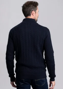 Online Calton Cotton Cashmere Cable 1/4 Zip Jumper - Knitwear