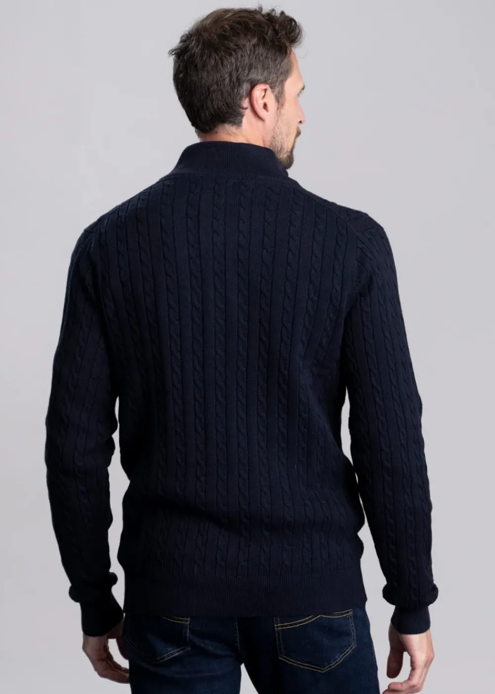 Online Calton Cotton Cashmere Cable 1/4 Zip Jumper - Knitwear