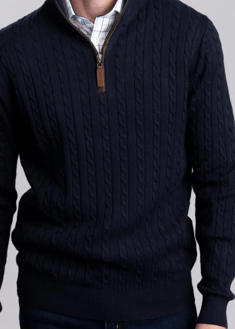 Online Calton Cotton Cashmere Cable 1/4 Zip Jumper - Knitwear