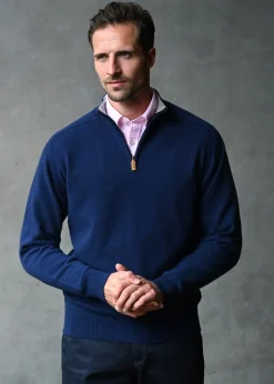 Best Cashmere 2 Ply Zip Neck Sweater Knitwear