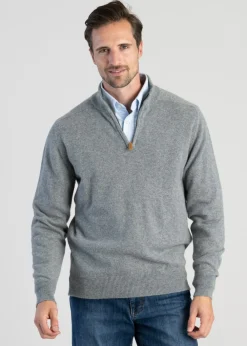 Clearance Cashmere 2 Ply Zip Neck Sweater - Knitwear