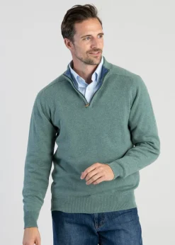 Clearance Cashmere 2 Ply Zip Neck Sweater - Knitwear