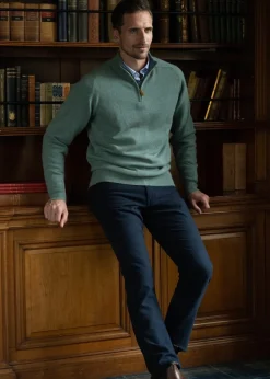 Clearance Cashmere 2 Ply Zip Neck Sweater - Knitwear