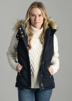 Hot Charlotte Padded Gilet - Navy Blue Women Gilets