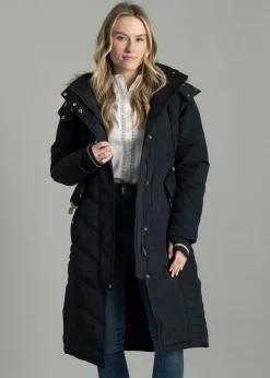 Online Charlotte Padded Longline Coat - Navy Blue Women Coats & Jackets