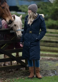 Online Charlotte Padded Longline Coat - Navy Blue Women Coats & Jackets