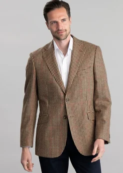 New Chillingham Tweed Jacket - Oatmeal, Brown and Olive Gunclub Check with Burgundy Tweed & Tailored Jackets