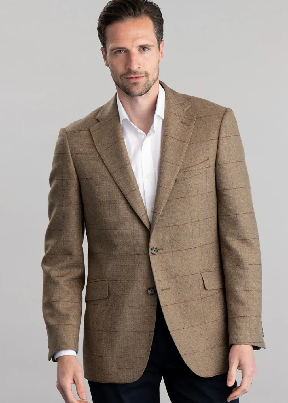 Discount Corbridge Tweed Jacket - Blue and Green Twill with Red and Royal Blue Check Tweed & Tailored Jackets