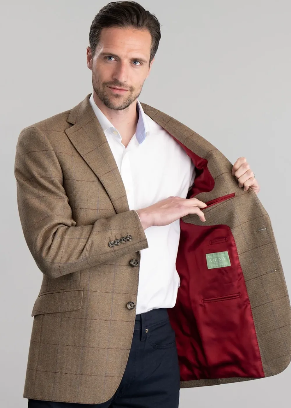 Discount Corbridge Tweed Jacket - Blue and Green Twill with Red and Royal Blue Check Tweed & Tailored Jackets