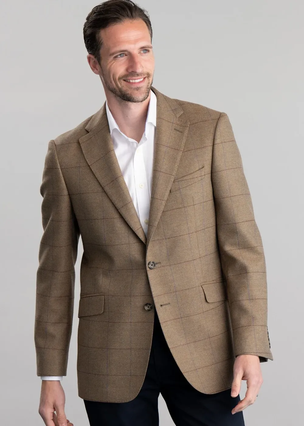 Discount Corbridge Tweed Jacket - Blue and Green Twill with Red and Royal Blue Check Tweed & Tailored Jackets