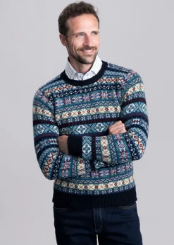 Hot Cullivoe Crew Neck - Navy Fairisle Knitwear