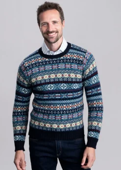 Hot Cullivoe Crew Neck - Navy Fairisle Knitwear
