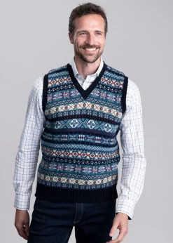Discount Cullivoe Slipover - Navy Fairisle Knitwear