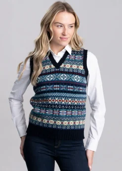 Best Cullivoe Slipover - Navy Fairisle Women Knitwear
